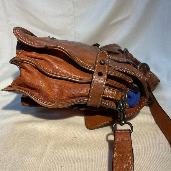 Frye Rich Brown Leather Messenger / Satchel Bag - Picture 7 of 8